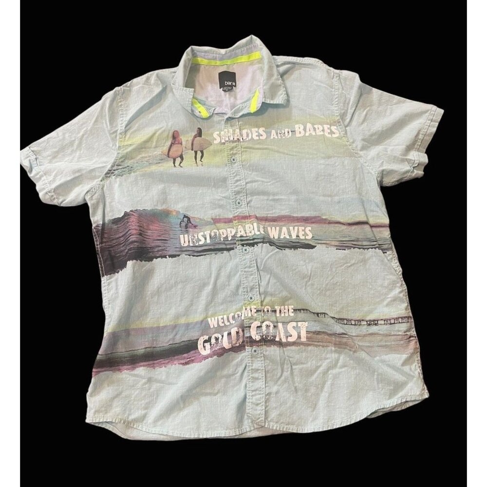 Bar III Button Down Shirt Shades and Babes XL Light Blue